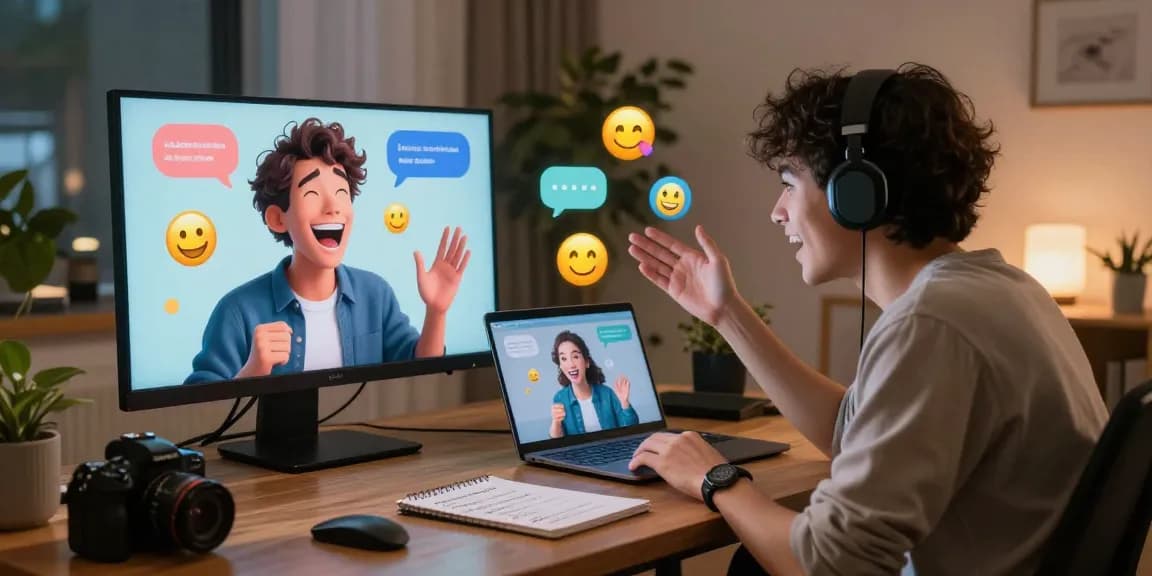 Engaging spicy chat scene with animated characters in a cozy digital environment.