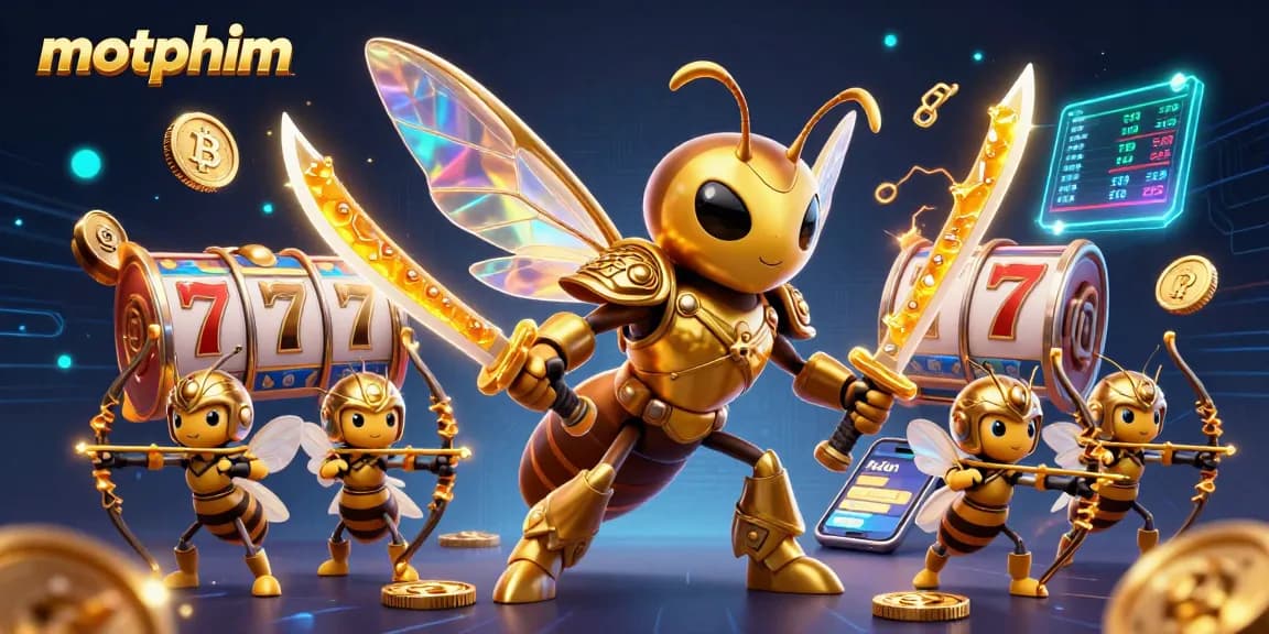 Engaging motphim scene with golden hornet samurai and slot elements for thrilling casino action.