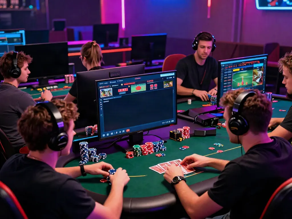 Players enjoying the 11bet experience in a lively gaming lounge.