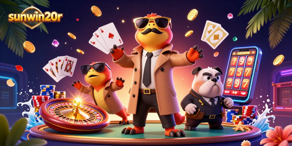 Experience the fun at sunwin20r with vibrant cartoon raptors trying to enter a VIP casino lounge.