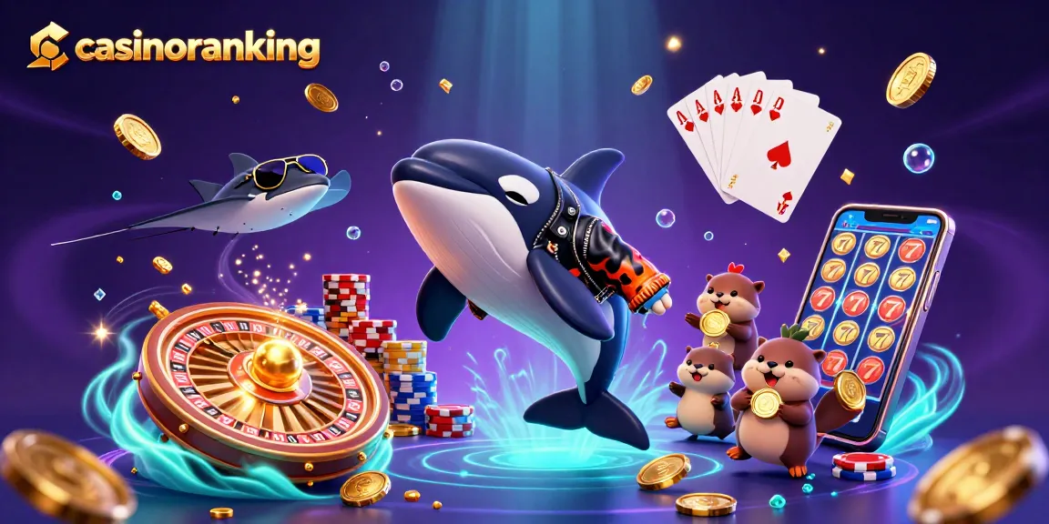 Experience ocean-themed excitement at casinoranking, featuring animated casino characters and vibrant gambling elements.